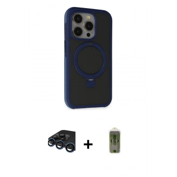 MARSİLYAN™- iPhone 15 Pro Kılıf Ahenk Yansıma Özel Seri - Siyah Joko Magic 5D Hayalet Cam + Raze Metal Kamera Lens - LT