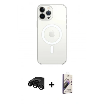 MARSİLYAN™- iPhone 15 Pro Kılıf Ahenk Yansıma Prime - Siyah Bilvis 3D Mat Cam Ekran Koruyucu + Raze Metal Kamera Lens - SH
