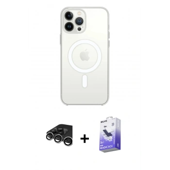 MARSİLYAN™- iPhone 15 Pro Kılıf Ahenk Yansıma Prime - Siyah Bilvis 5in1 5D Magic Hayalet Cam Ekran Koruyucu + Raze Metal Kamera Lens - GS