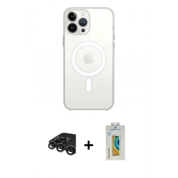 MARSİLYAN™- iPhone 15 Pro Kılıf Ahenk Yansıma Prime - Siyah Polymer Nano Ekran Koruyucu + Raze Metal Kamera Lens - TMGI