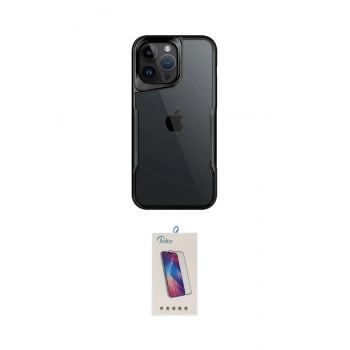 MARSİLYAN™- iPhone 15 Pro Kılıf Akış Çizgi Koleksiyonu - Siyah Joko 5D Cam