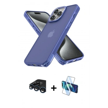 MARSİLYAN™- iPhone 15 Pro Kılıf Atlas Form - Siyah 3D Antistatik Seramik Nano Ekran Koruyucu + Raze Metal Kamera Lens - LT