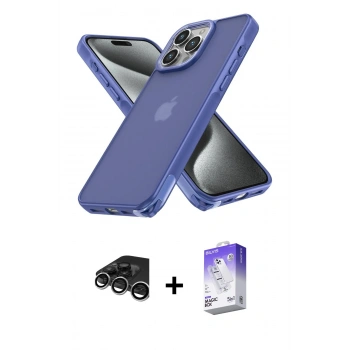 MARSİLYAN™- iPhone 15 Pro Kılıf Atlas Form - Siyah Bilvis 5in1 3D Magic Cam Ekran Koruyucu + Raze Metal Kamera Lens - GS