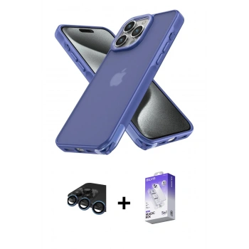 MARSİLYAN™- iPhone 15 Pro Kılıf Atlas Form - Siyah Bilvis 5in1 3D Magic Cam Ekran Koruyucu + Raze Metal Kamera Lens - LT