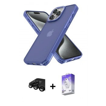 MARSİLYAN™- iPhone 15 Pro Kılıf Atlas Form - Siyah Bilvis 5in1 3D Magic Cam Ekran Koruyucu + Raze Metal Kamera Lens - SH