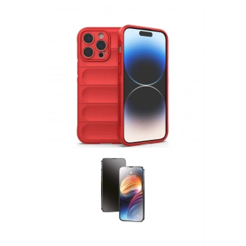 MARSİLYAN™- iPhone 15 Pro Kılıf Atlas Koleksiyonu - Siyah 3D Antistatik Mat Seramik Nano Ekran Koruyucu