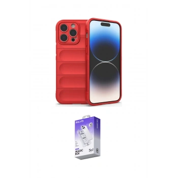 MARSİLYAN™- iPhone 15 Pro Kılıf Atlas Koleksiyonu - Siyah Bilvis 5in1 3D Magic Cam Ekran Koruyucu