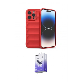 MARSİLYAN™- iPhone 15 Pro Kılıf Atlas Koleksiyonu - Siyah Bilvis 5in1 5D Magic Hayalet Cam Ekran Koruyucu