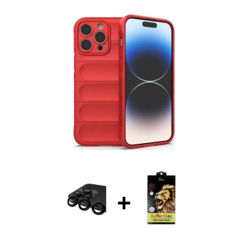 MARSİLYAN™- iPhone 15 Pro Kılıf Atlas Koleksiyonu - Siyah Buffer Cam Ekran Koruyucu + Raze Metal Kamera Lens - SH