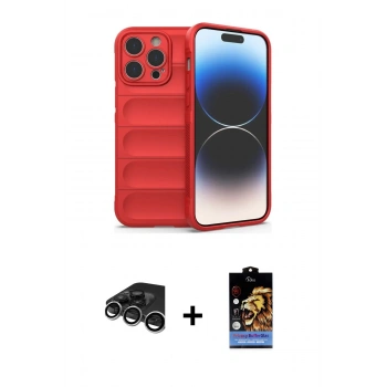 MARSİLYAN™- iPhone 15 Pro Kılıf Atlas Koleksiyonu - Siyah Buffer Hayalet Cam Ekran Koruyucu + Raze Metal Kamera Lens - GS