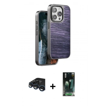 MARSİLYAN™- iPhone 15 Pro Kılıf Atlas Minimal Özel Seri - Şeffaf 360 Full Body Arka Koruyucu + Raze Metal Kamera Lens - LT