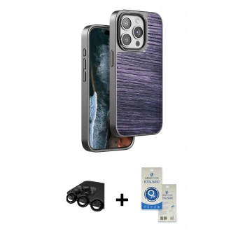 MARSİLYAN™- iPhone 15 Pro Kılıf Atlas Minimal Özel Seri - Şeffaf Royal Nano Ekran Koruyucu + Raze Metal Kamera Lens - SH