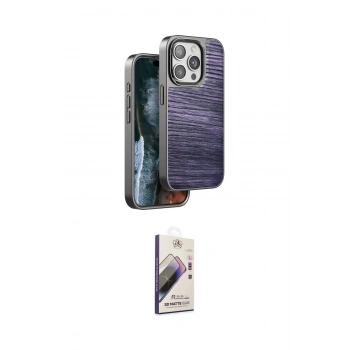 MARSİLYAN™- iPhone 15 Pro Kılıf Atlas Minimal Özel Seri - Siyah Bilvis 3D Mat Cam Ekran Koruyucu