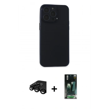 MARSİLYAN™- iPhone 15 Pro Kılıf Atlas Minimal Prime - Şeffaf 360 Full Body Arka Koruyucu + Raze Metal Kamera Lens - SH