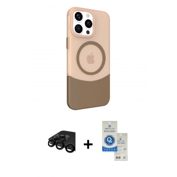 MARSİLYAN™- iPhone 15 Pro Kılıf Çekirdek Asil Özel Seri - Şeffaf Royal Nano Ekran Koruyucu + Raze Metal Kamera Lens - SH