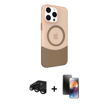 MARSİLYAN™- iPhone 15 Pro Kılıf Çekirdek Asil Özel Seri - Siyah 3D Antistatik Mat Seramik Nano Ekran Koruyucu + Raze Metal Kamera Lens - SH