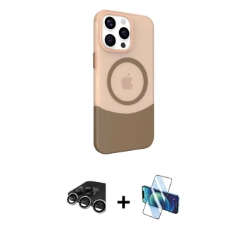 MARSİLYAN™- iPhone 15 Pro Kılıf Çekirdek Asil Özel Seri - Siyah 3D Antistatik Seramik Nano Ekran Koruyucu + Raze Metal Kamera Lens - GS