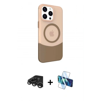 MARSİLYAN™- iPhone 15 Pro Kılıf Çekirdek Asil Özel Seri - Siyah 3D Antistatik Seramik Nano Ekran Koruyucu + Raze Metal Kamera Lens - TMGI
