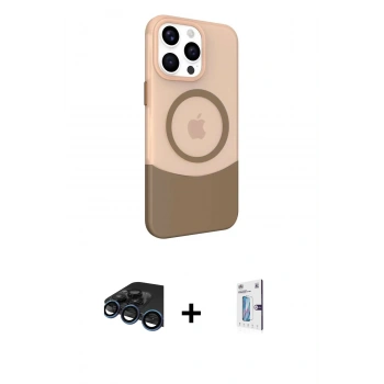 MARSİLYAN™- iPhone 15 Pro Kılıf Çekirdek Asil Özel Seri - Siyah Bilvis 0.18mm Plus Cam Ekran Koruyucu + Raze Metal Kamera Lens - LT
