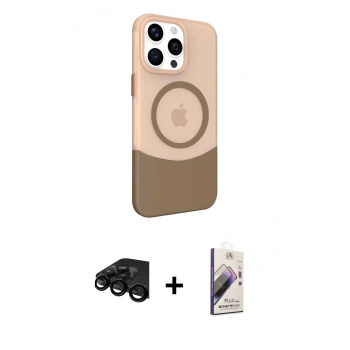 MARSİLYAN™- iPhone 15 Pro Kılıf Çekirdek Asil Özel Seri - Siyah Bilvis 3D Mat Cam Ekran Koruyucu + Raze Metal Kamera Lens - SH