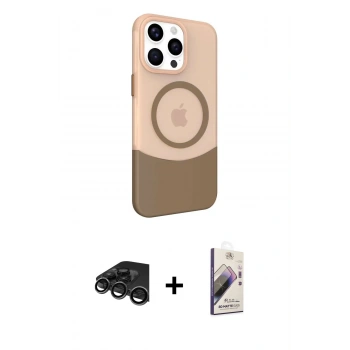 MARSİLYAN™- iPhone 15 Pro Kılıf Çekirdek Asil Özel Seri - Siyah Bilvis 3D Mat Cam Ekran Koruyucu + Raze Metal Kamera Lens - TMGI