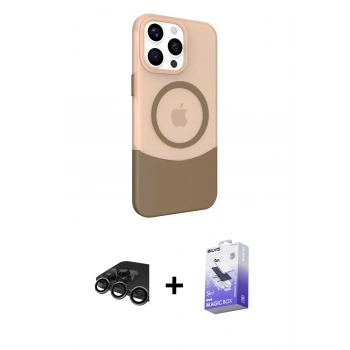 MARSİLYAN™- iPhone 15 Pro Kılıf Çekirdek Asil Özel Seri - Siyah Bilvis 5in1 5D Magic Hayalet Cam Ekran Koruyucu + Raze Metal Kamera Lens - TMGI
