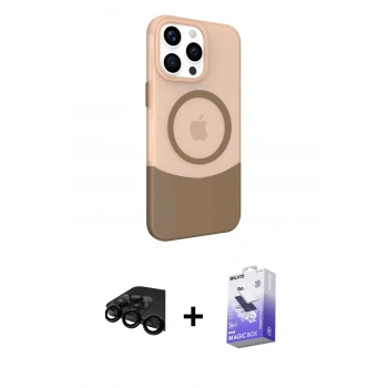 MARSİLYAN™- iPhone 15 Pro Kılıf Çekirdek Asil Özel Seri - Siyah Bilvis 5in1 5D Magic Hayalet Cam Ekran Koruyucu + Raze Metal Kamera Lens - SH