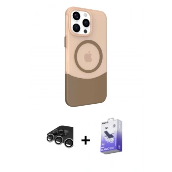 MARSİLYAN™- iPhone 15 Pro Kılıf Çekirdek Asil Özel Seri - Siyah Bilvis 5in1 5D Magic Hayalet Cam Ekran Koruyucu + Raze Metal Kamera Lens - GS
