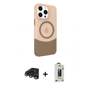 MARSİLYAN™- iPhone 15 Pro Kılıf Çekirdek Asil Özel Seri - Siyah Bilvis Hayalet Cam Ekran Koruyucu + Raze Metal Kamera Lens - TMGI