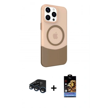 MARSİLYAN™- iPhone 15 Pro Kılıf Çekirdek Asil Özel Seri - Siyah Buffer Hayalet Cam Ekran Koruyucu + Raze Metal Kamera Lens - LT