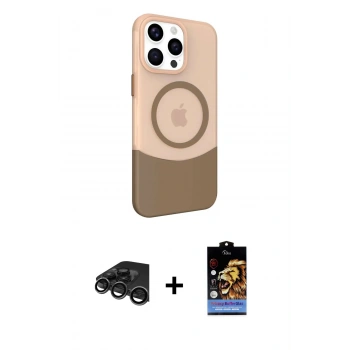 MARSİLYAN™- iPhone 15 Pro Kılıf Çekirdek Asil Özel Seri - Siyah Buffer Hayalet Cam Ekran Koruyucu + Raze Metal Kamera Lens - TMGI