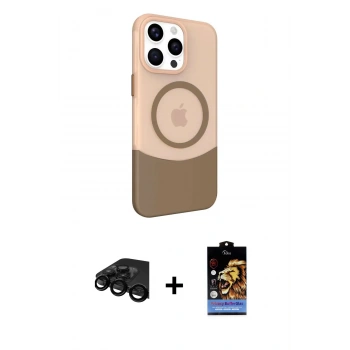 MARSİLYAN™- iPhone 15 Pro Kılıf Çekirdek Asil Özel Seri - Siyah Buffer Hayalet Cam Ekran Koruyucu + Raze Metal Kamera Lens - SH