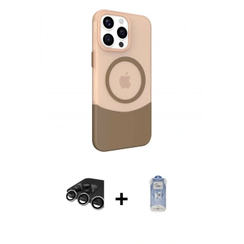 MARSİLYAN™- iPhone 15 Pro Kılıf Çekirdek Asil Özel Seri - Siyah Joko Magic 5D Cam + Raze Metal Kamera Lens - GS