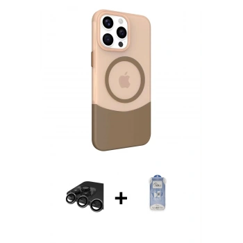 MARSİLYAN™- iPhone 15 Pro Kılıf Çekirdek Asil Özel Seri - Siyah Joko Magic 5D Cam + Raze Metal Kamera Lens - TMGI