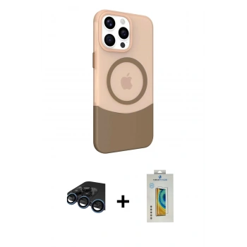 MARSİLYAN™- iPhone 15 Pro Kılıf Çekirdek Asil Özel Seri - Siyah Polymer Nano Ekran Koruyucu + Raze Metal Kamera Lens - LT