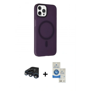 MARSİLYAN™- iPhone 15 Pro Kılıf Çekirdek Modern Prime - Şeffaf Royal Nano Ekran Koruyucu + Raze Metal Kamera Lens - LT