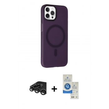 MARSİLYAN™- iPhone 15 Pro Kılıf Çekirdek Modern Prime - Şeffaf Royal Nano Ekran Koruyucu + Raze Metal Kamera Lens - TMGI