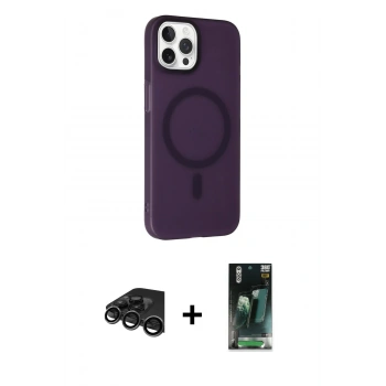 MARSİLYAN™- iPhone 15 Pro Kılıf Çekirdek Modern Prime - Siyah 360 Mat Full Body Arka Koruyucu + Raze Metal Kamera Lens - TMGI
