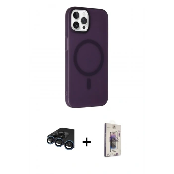 MARSİLYAN™- iPhone 15 Pro Kılıf Çekirdek Modern Prime - Siyah Bilvis 3D Cam Ekran Koruyucu + Raze Metal Kamera Lens - LT