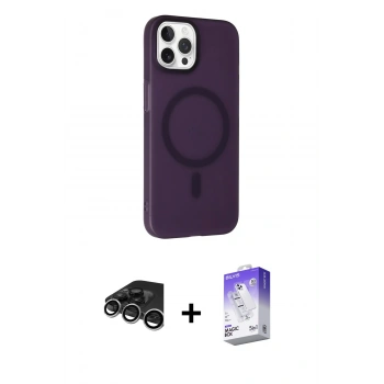 MARSİLYAN™- iPhone 15 Pro Kılıf Çekirdek Modern Prime - Siyah Bilvis 5in1 3D Magic Cam Ekran Koruyucu + Raze Metal Kamera Lens - GS