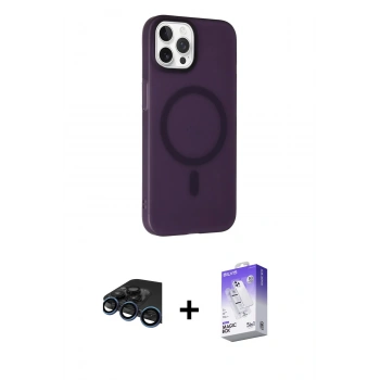 MARSİLYAN™- iPhone 15 Pro Kılıf Çekirdek Modern Prime - Siyah Bilvis 5in1 3D Magic Cam Ekran Koruyucu + Raze Metal Kamera Lens - LT