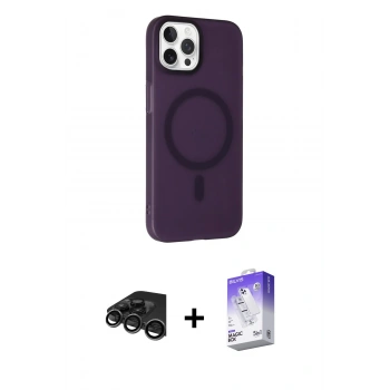 MARSİLYAN™- iPhone 15 Pro Kılıf Çekirdek Modern Prime - Siyah Bilvis 5in1 3D Magic Cam Ekran Koruyucu + Raze Metal Kamera Lens - TMGI