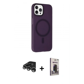 MARSİLYAN™- iPhone 15 Pro Kılıf Çekirdek Modern Prime - Siyah Bilvis Hayalet Cam Ekran Koruyucu + Raze Metal Kamera Lens - GS
