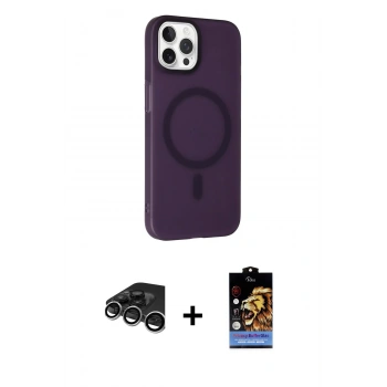 MARSİLYAN™- iPhone 15 Pro Kılıf Çekirdek Modern Prime - Siyah Buffer Hayalet Cam Ekran Koruyucu + Raze Metal Kamera Lens - GS