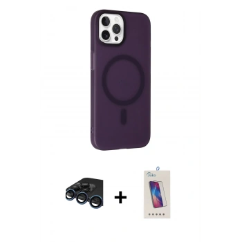 MARSİLYAN™- iPhone 15 Pro Kılıf Çekirdek Modern Prime - Siyah Joko 5D Cam + Raze Metal Kamera Lens - LT