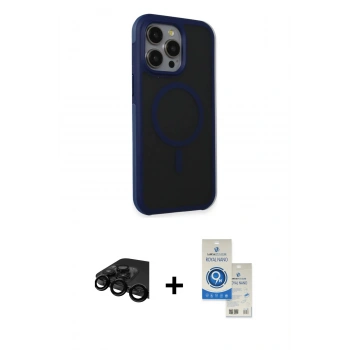 MARSİLYAN™- iPhone 15 Pro Kılıf Çekirdek Yansıma Prime - Şeffaf Royal Nano Ekran Koruyucu + Raze Metal Kamera Lens - SH