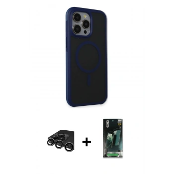 MARSİLYAN™- iPhone 15 Pro Kılıf Çekirdek Yansıma Prime - Siyah 360 Mat Full Body Arka Koruyucu + Raze Metal Kamera Lens - TMGI