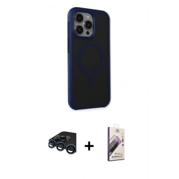 MARSİLYAN™- iPhone 15 Pro Kılıf Çekirdek Yansıma Prime - Siyah Bilvis 3D Mat Cam Ekran Koruyucu + Raze Metal Kamera Lens - LT