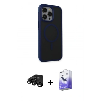 MARSİLYAN™- iPhone 15 Pro Kılıf Çekirdek Yansıma Prime - Siyah Bilvis 5in1 5D Magic Hayalet Cam Ekran Koruyucu + Raze Metal Kamera Lens - SH