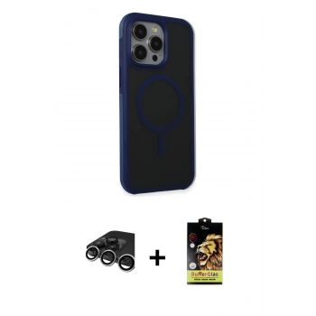 MARSİLYAN™- iPhone 15 Pro Kılıf Çekirdek Yansıma Prime - Siyah Buffer Cam Ekran Koruyucu + Raze Metal Kamera Lens - GS